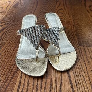 Adrianna Papell - Gold heeled sandal with jewels